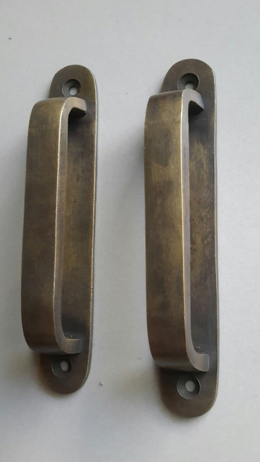 2 Antique Style Brass Trunk Handles strong for Travel Case, Cabinet, Tool Chest, Box #P14