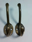 2 Solid Antique Brass Double Coat Hooks w. Oval Backplate 3" x 2" #C9