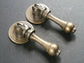 2 Antique Tear Drop Pendant Handle Pulls Knobs w. screws 1 1/8" round Backplate #H3