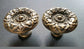 2 Antique Style Solid Brass  Decorative ROUND KNOBS Ornate FLORAL, Classic design 1-1/4" dia. #K25