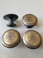 4 Antique Style Brass Cabinet Knobs Cupboard Drawer Round Pull Handle 1-3/16" dia. #K21