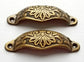 2 Solid antique brass ornate cabinet apothecary drawer bin pull handles 4 1/8"wide #A1