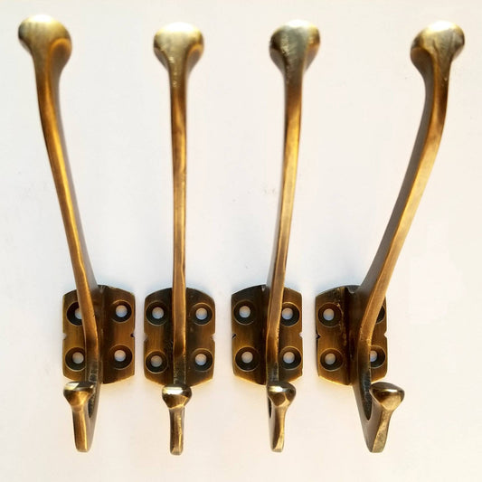 4 strong Arts and Crafts, Mission, Frank Lloyd Wright antique style coat hat towel double hooks #C7