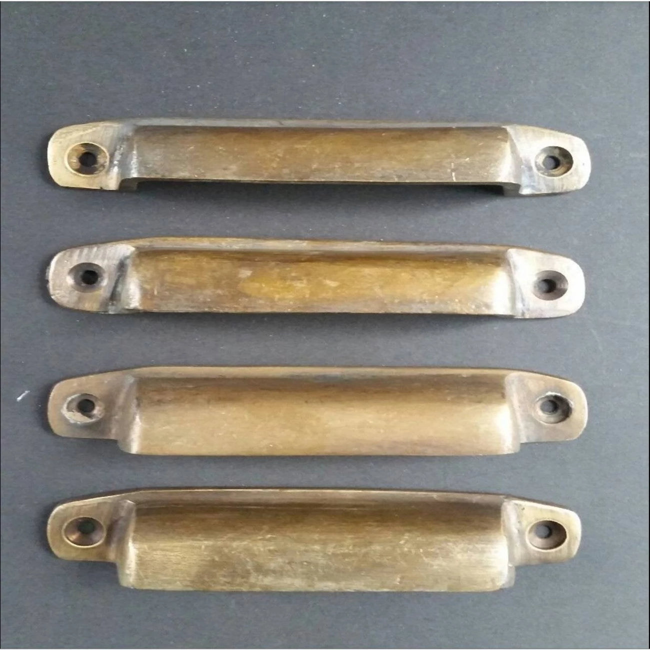 4 Antique Brass Apothecary Cup Drawer Cabinet Bin Pulls Handles 4" wide #A16