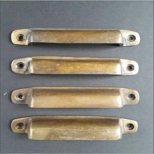 4 Antique Brass Apothecary Cup Drawer Cabinet Bin Pulls Handles 4" wide #A16