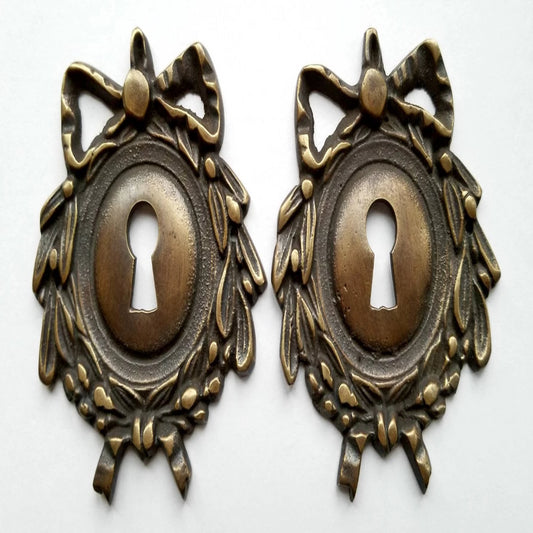 Set of  French Brass Escutcheon, Keyhole Cover,Door,Lock, French Country, approx 2 1/2" dia. #E12