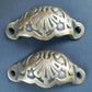 2 Apothecary Cabinet Drawer Bin Pull Handles 3 9/16" wide Solid Ornate Brass #A2