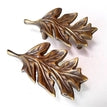 2 Unique Antique Style solid brass oak leaf handles 4"long #P8