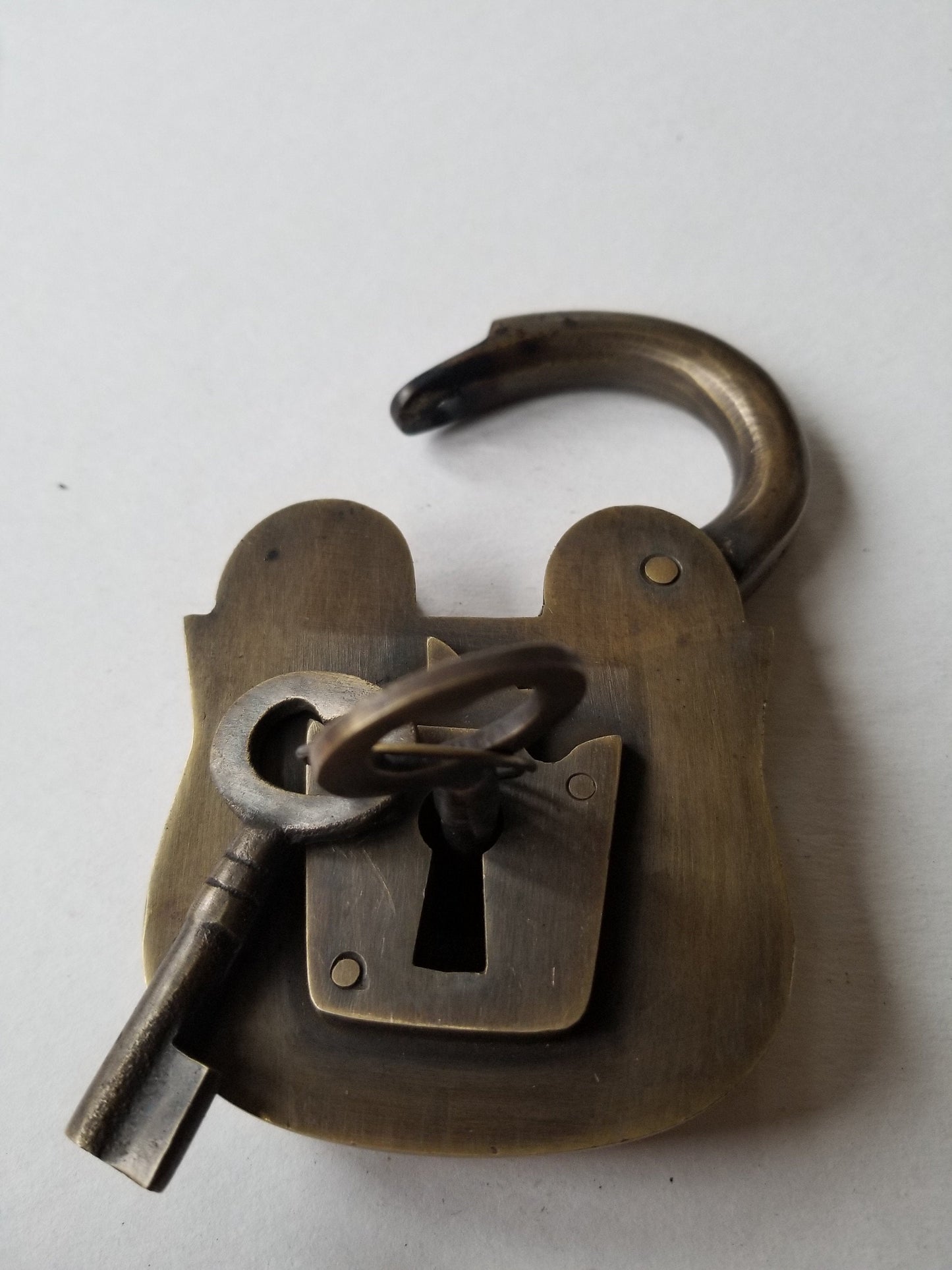 4" PADLOCK Vintage style old antique solid brass 2 key heavy age lock #L5