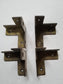 4 Rare Square Antique Industrial Solid Brass Box Chest Corner Bracket, Brace Embellishment #X3