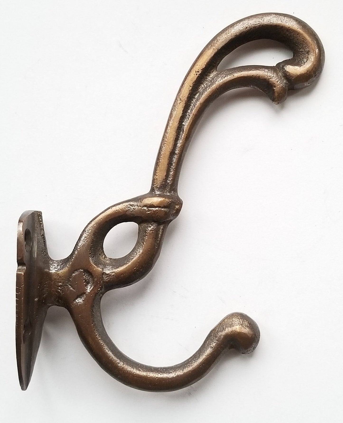2 Rare Antique Style Brass Art Nouveau Coat Hooks Ornate double hooks #C14