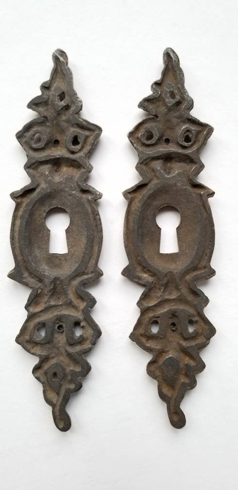 2 Antique Style, Ornate French ,Eschutcheons, Key Hole Covers,Doors Locks,Skeleton Keys #E11