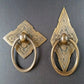 2 Eastlake Handles, Ring Pulls,  Furniture Hardware, Diamond Backplate Brass Pulls 2-3/8" wide #H15