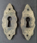 6 Ornate Vertical Small Solid Brass Escutcheon Keyhole Covers size 2" tall, Jewelry Component #E4
