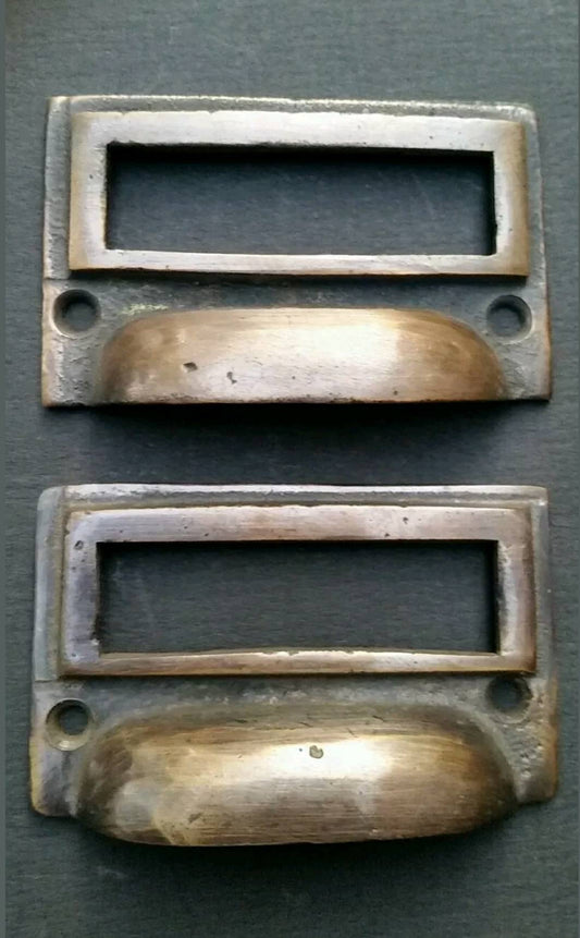 2 Antique Vintage Style Card File Cabinet Handle, 2 3/4" wide #F1