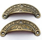2 Antique Vintage Victorian style brass apothecary bin pull handles 3-7/16"wide #A5