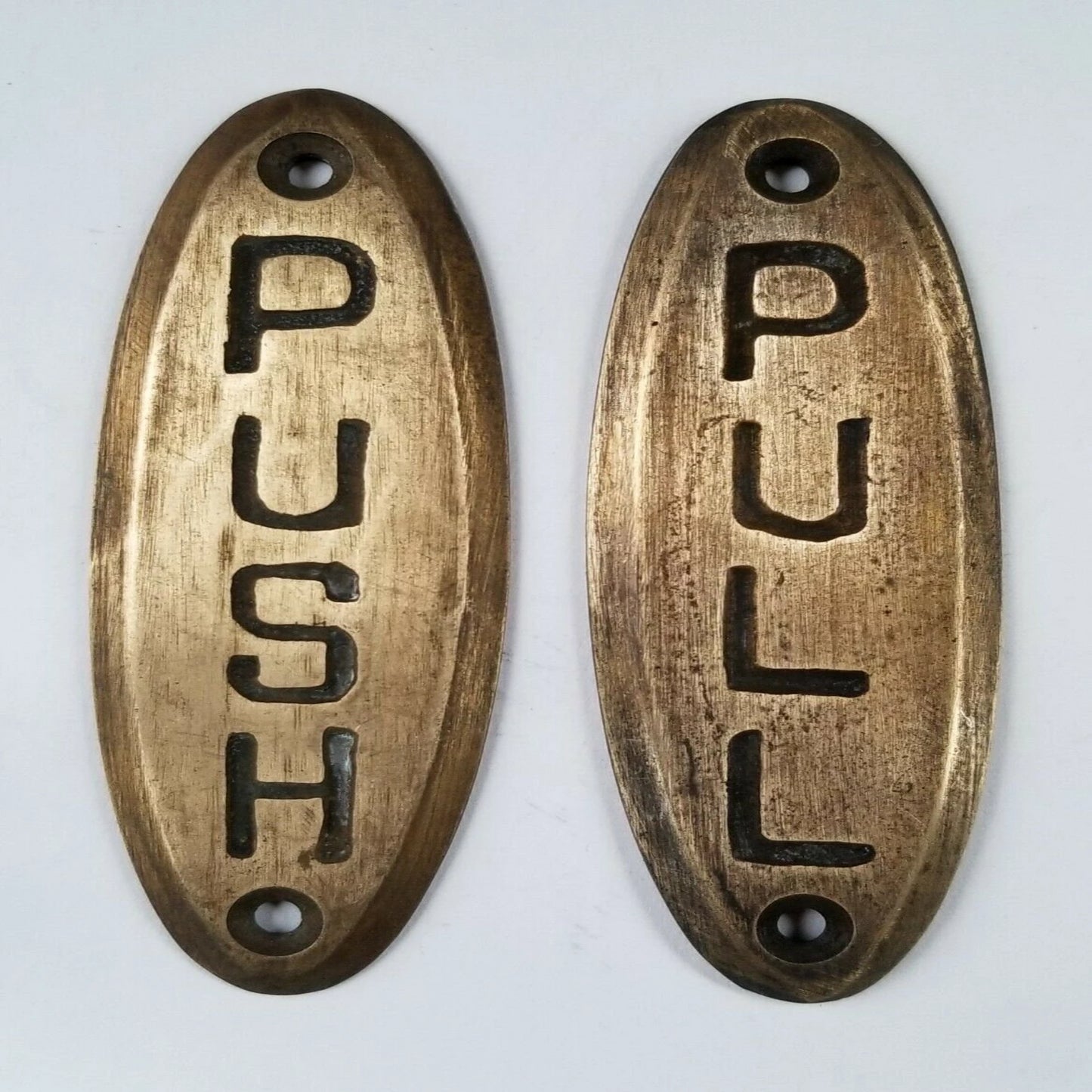 PUSH sign and PULL sign Door, Antique Solid Brass Door signs, Art Deco, Solid Brass 4" long #F10