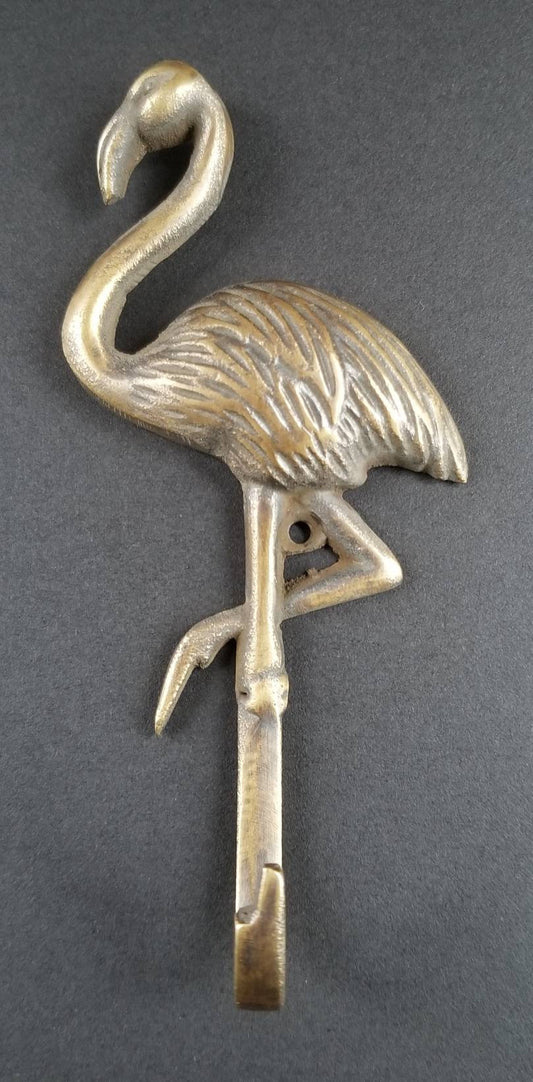 Flamingo Design ,Strong Solid Brass HOOK Hanger Brass Coat Hat Towel Hanger, decor 4-3/4"long #C22