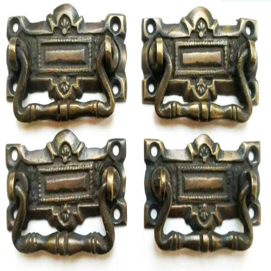 4 Horizontal Victorian Antique Style Brass Ornate Handles Cabinet , Furniture Pulls 2-5/16"wide #H35