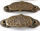 2 Solid Brass Antique Style Victorian, Art Nouveau Apothecary Bin Pull Handles 3-9/16" wide #A4