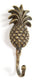2 Vintage Style PINEAPPLE Fruit Strong HOOK Hanger Brass Coat Hat Hanger 3" #C21