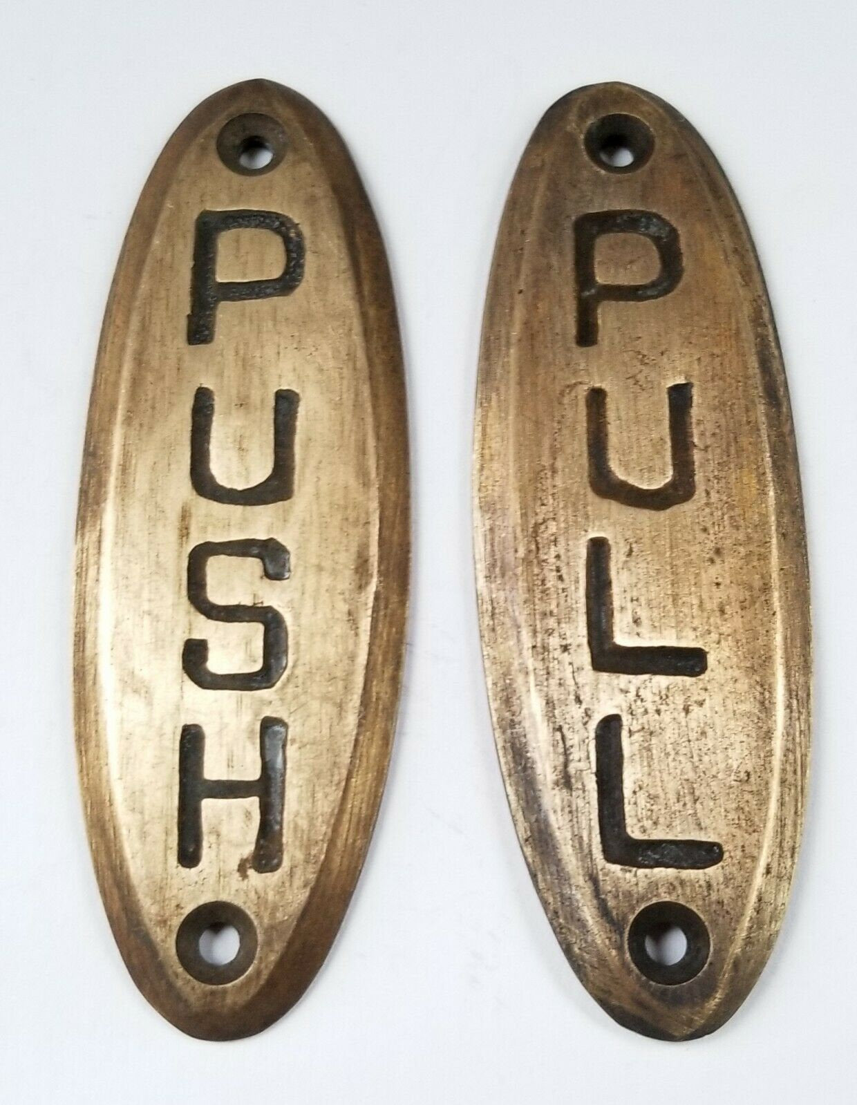 PUSH sign and PULL sign Door, Antique Solid Brass Door signs, Art Deco, Solid Brass 4" long #F10