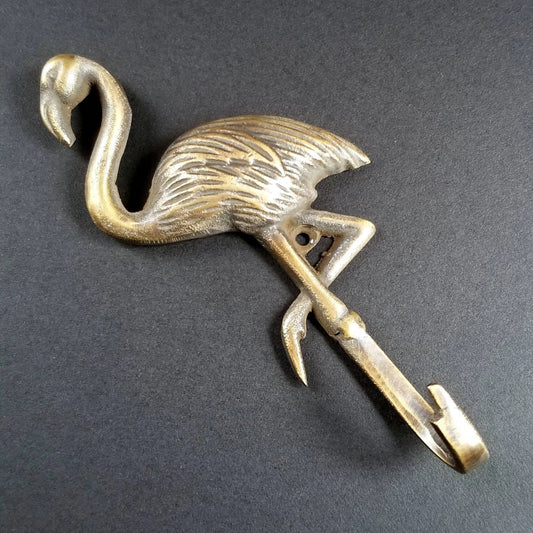 Flamingo Design ,Strong Solid Brass HOOK Hanger Brass Coat Hat Towel Hanger, decor 4-3/4"long #C22
