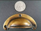 2 small Antique Bin Cup Pull Drawer Cabinet Handle Solid Brass 2-3/4"wide  #A14