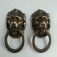 2 Solid Brass Ornate Lion Head ring drawer pulls handles 1 7/8"w x 3"t doorknocker #H12