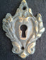 2 vintage antique escutcheons, key hole covers ,hand made, solid brass, jewelry component #E1