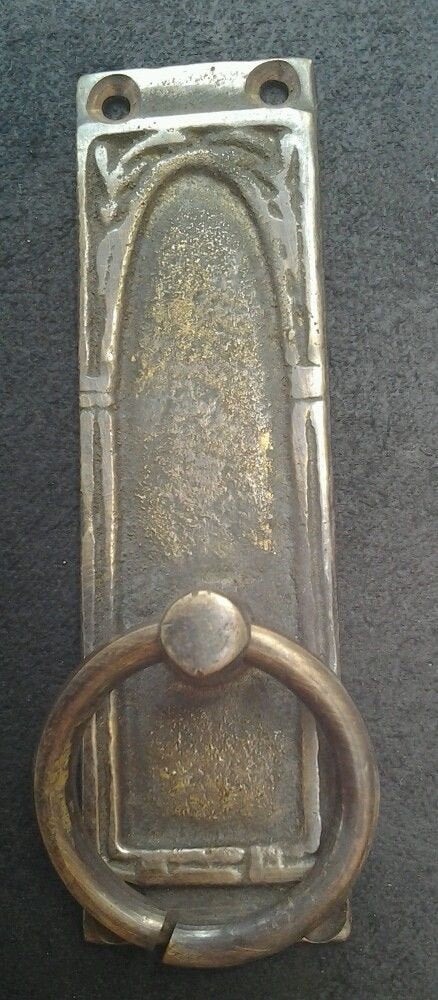 2 Antique Style Solid Brass Ring Pull Handles Vertical mount approx. 3-1/4"tall x 1"wide  #H36
