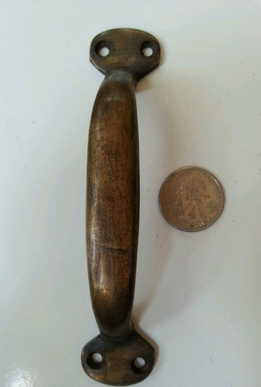 2 Solid Brass Vintage Antique Large Strong File Cabinet Handle, 5 1/4"w #P1