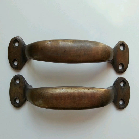 2 Solid Brass Vintage Antique Large Strong File Cabinet Handle, 5 1/4"w #P1
