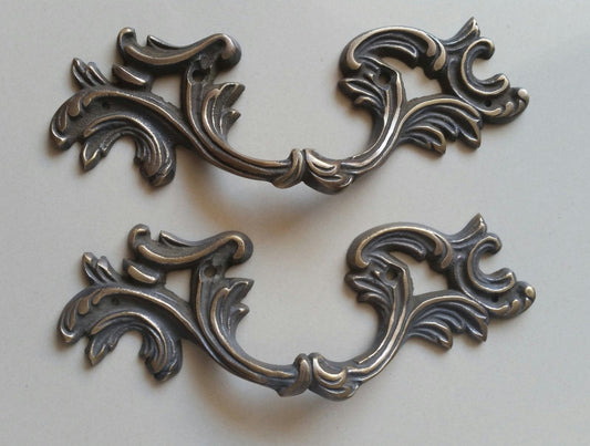 Antique Vintage Style French Provincial Country Solid Brass Ornate Handles Pulls 5-11/16" wide #P5