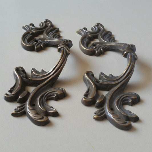 Antique Vintage Style French Provincial Country Solid Brass Ornate Handles Pulls 5-11/16" wide #P5