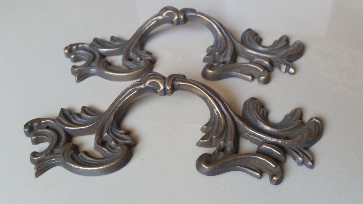 Antique Vintage Style French Provincial Country Solid Brass Ornate Handles Pulls 5-11/16" wide #P5