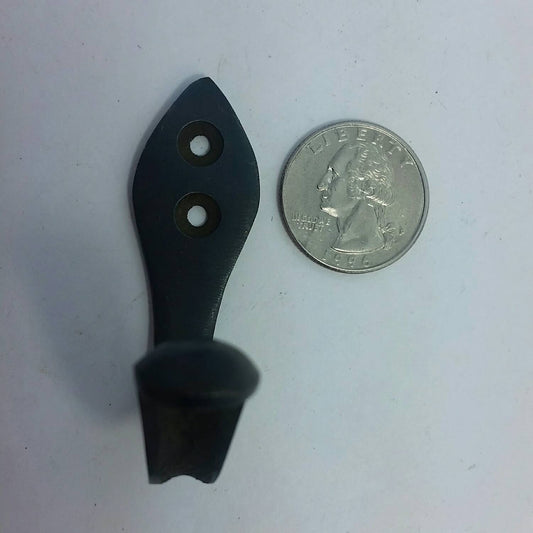 6 Single Arts and Crafts Coat Hat Hooks, Modern Simple Design 2" Solid Tarnished Brass #C8